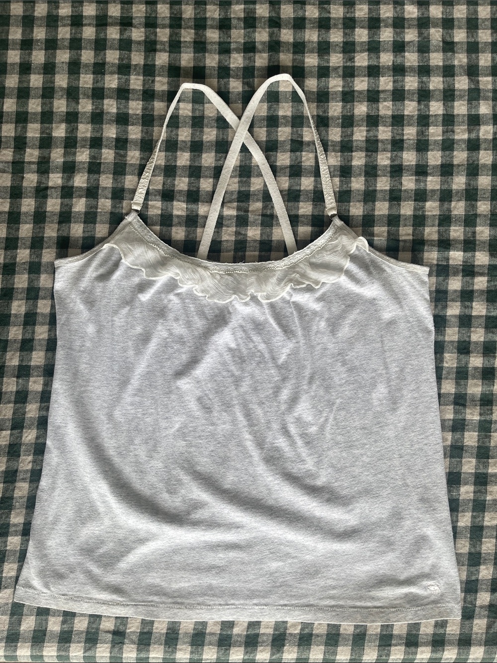 A&F Light Grey Lace-Trim Cami Tank Top